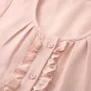 Pink ruffled short-sleeved top for women, a fresh and sweet summer fabric top Application Scenario